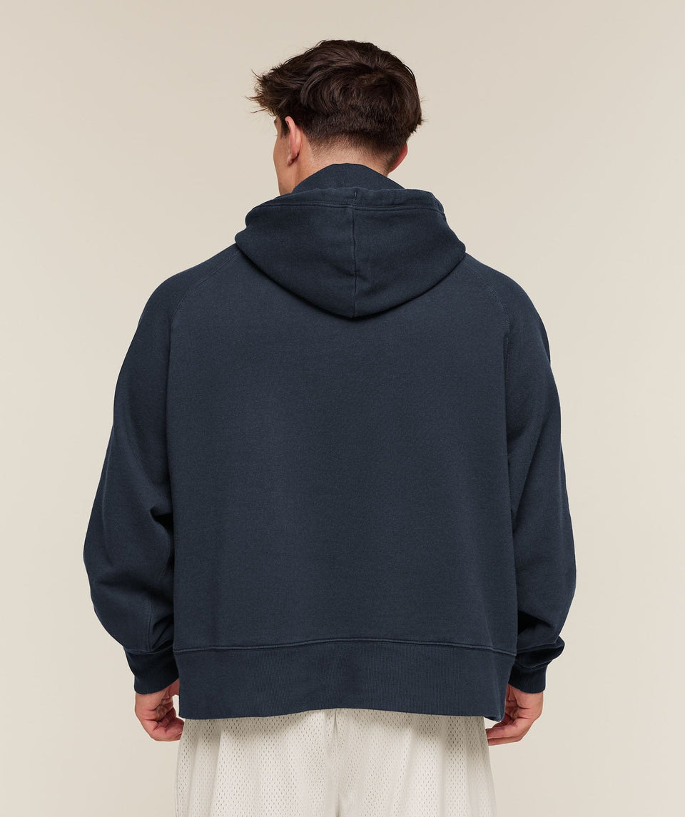 Gymshark Retro Collegiate Graphic Hoodie Heavy Blue