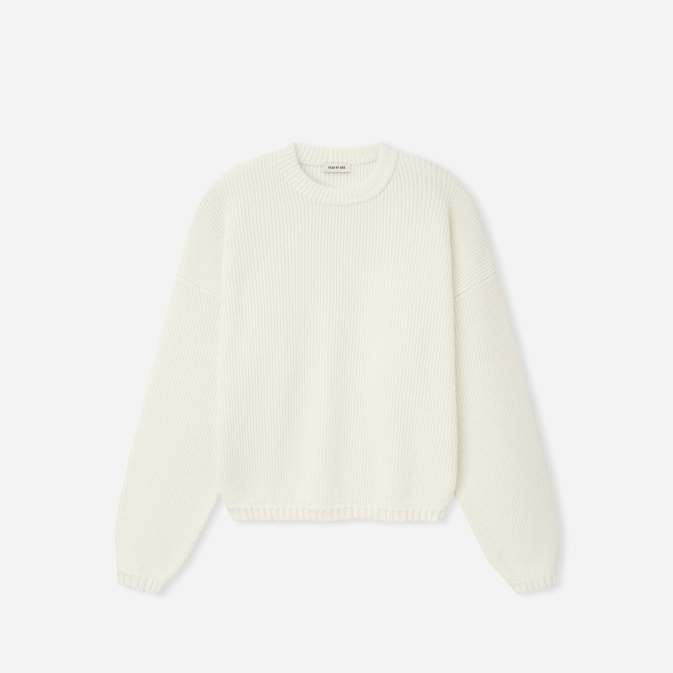 Fear Of God Double Knit Linen Wool Cotton Crewneck Sweater Cream