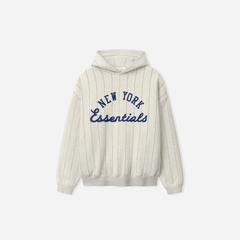 Fear Of God Essentials Mets Sport Hoodie Oatmeal Heather W Dark Sapphire Pinstripes