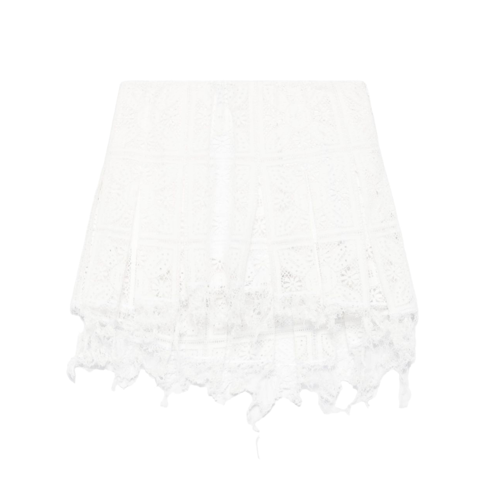 Pleated Mini Skirt in Cotton Blend White