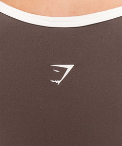 Gymshark Piping Long Sleeve Crop Top - Walnut Brown/Chestnut Pink/Soft White