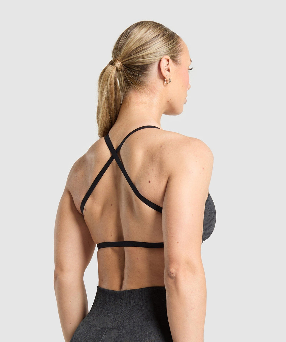Gymshark Adapt Camo Cross Back Sports Bra - Asphalt Grey/Black
