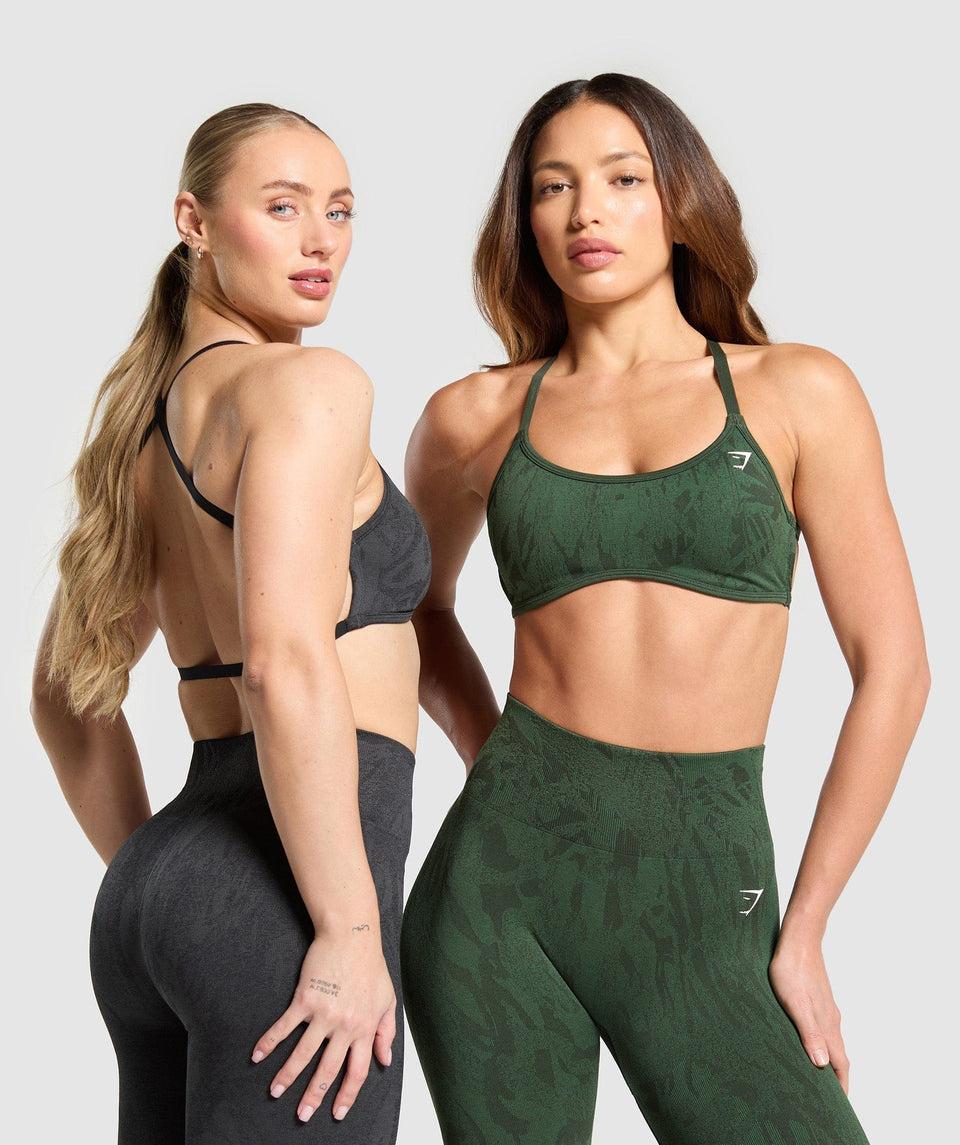 Gymshark Adapt Camo Cross Back Sports Bra - Asphalt Grey/Black