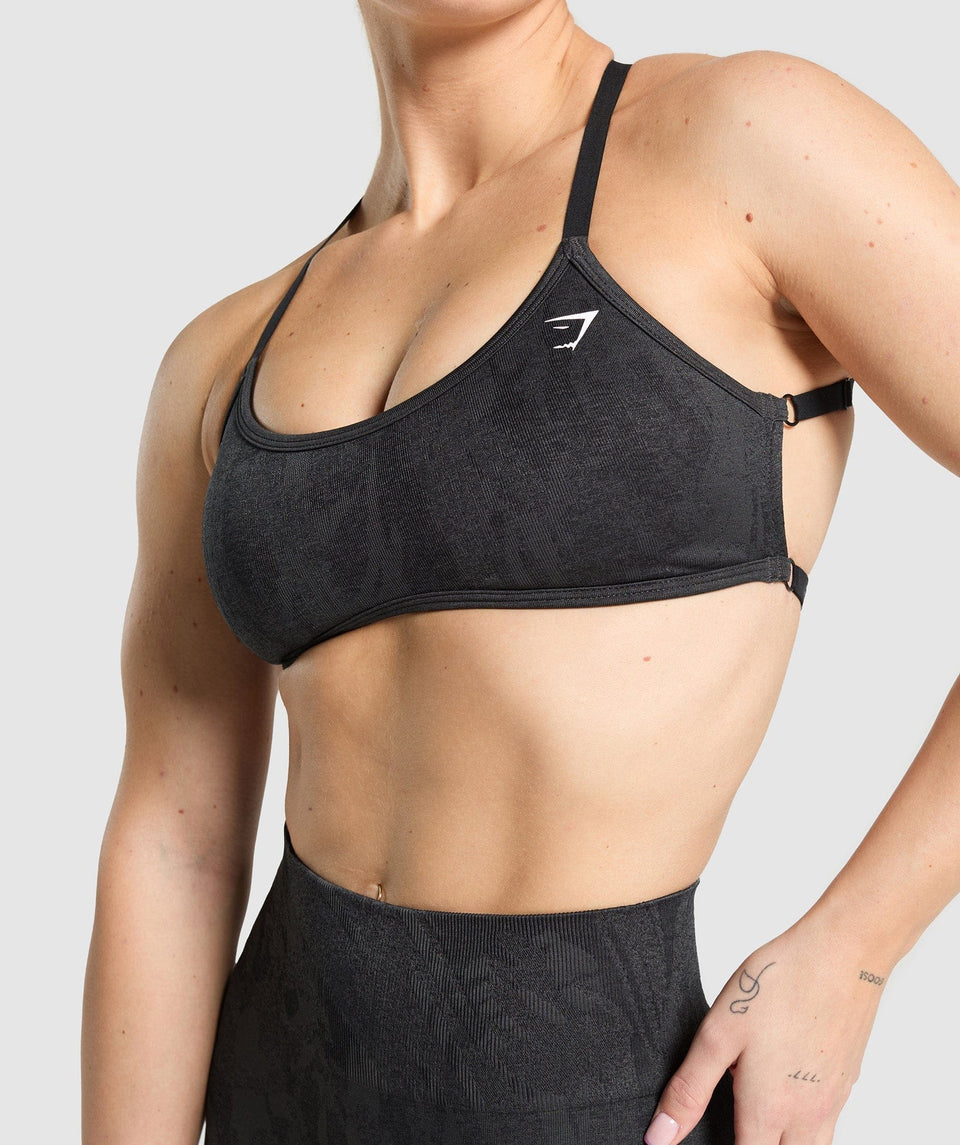 Gymshark Adapt Camo Cross Back Sports Bra - Asphalt Grey/Black