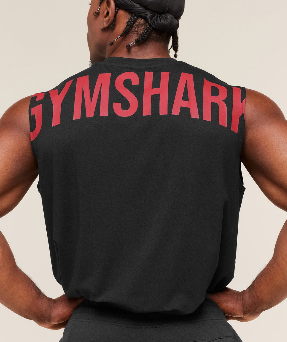 Gymshark Power Cut Off Tank - Black/Conditioning Red