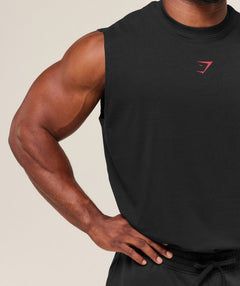 Gymshark Power Cut Off Tank - Black/Conditioning Red