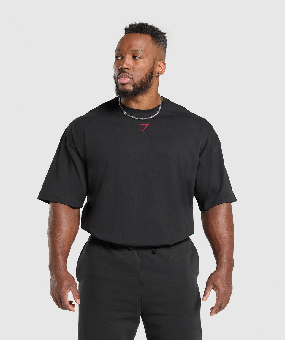 Gymshark Lifting Club T-Shirt - Black/Conditioning Red