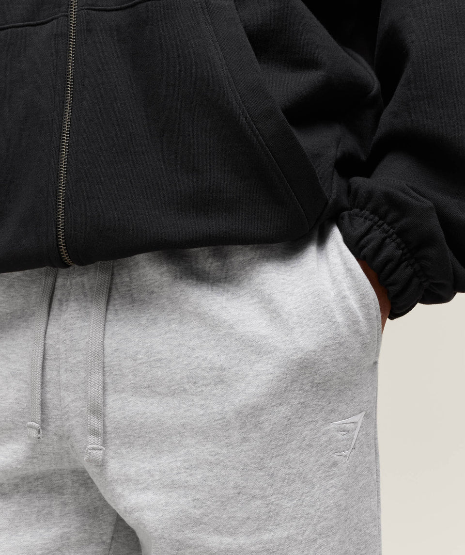 Gymshark Crest Straight Leg Joggers - Light Grey Marl