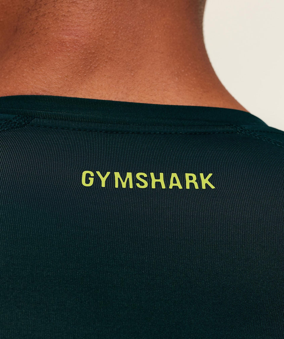 Gymshark Element Baselayer T-Shirt - Deep Petrol Blue/Sorbet Yellow