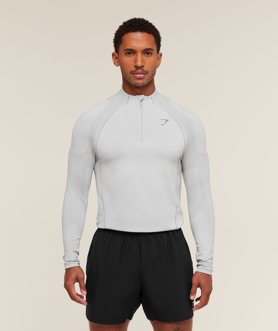 Gymshark Apex Seamless 1/4 Zip - Light Grey/Medium Grey