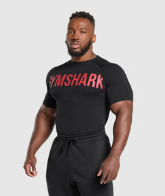 Gymshark Prime T-Shirt - Black/Vivid Red