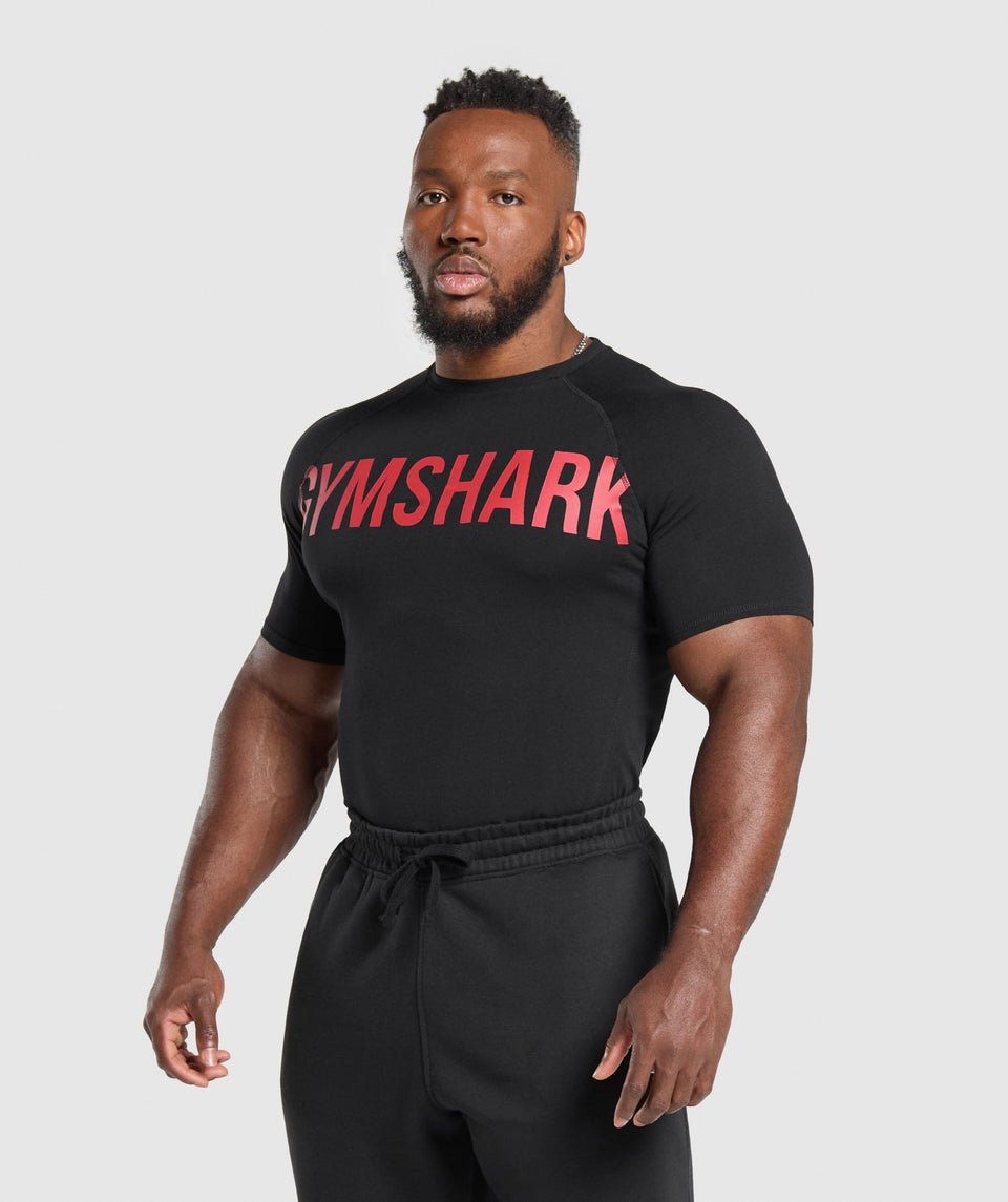 Gymshark Prime T-Shirt - Black/Vivid Red