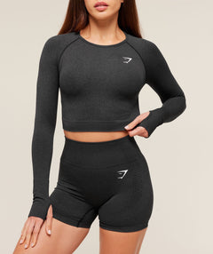 Gymshark Vital Crop Top - Black Marl