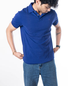 Hackett Indigo Logo Embroidered Polo T-Shirt - Blue (S)