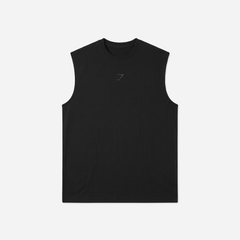 Gymshark Power Cut Off Tank Black/Asphalt Grey Oversized Fit