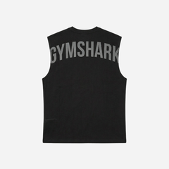 Gymshark Power Cut Off Tank Black/Asphalt Grey Oversized Fit