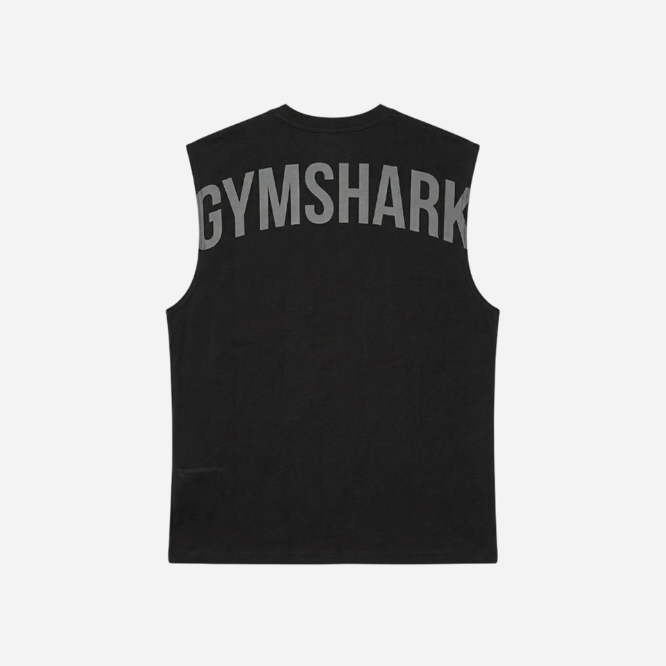 Gymshark Power Cut Off Tank Black/Asphalt Grey Oversized Fit