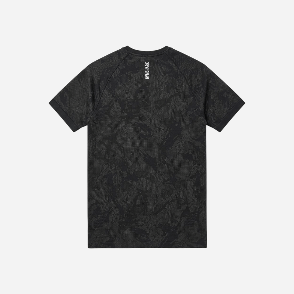 Gymshark Geo Seamless T-Shirt Slim Fit Black/Charcoal Grey