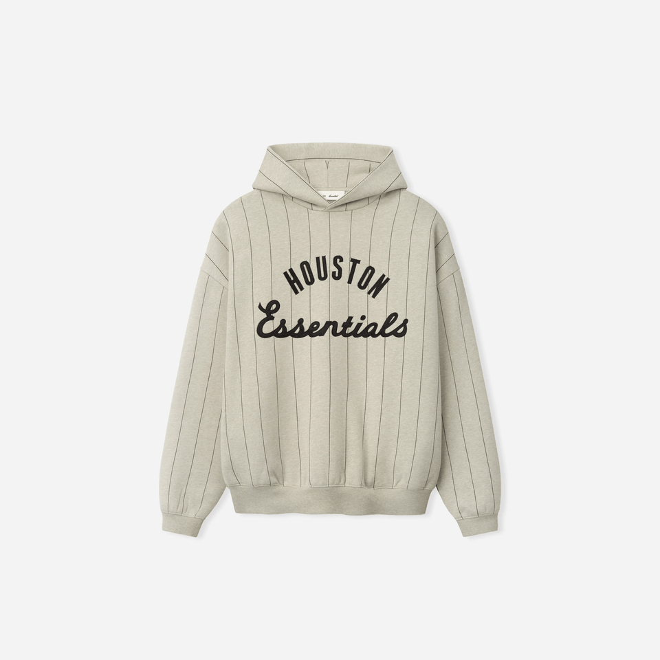 Fear Of God Essentials Astros Sport Hoodie Heather Stone W Black Pinstripes