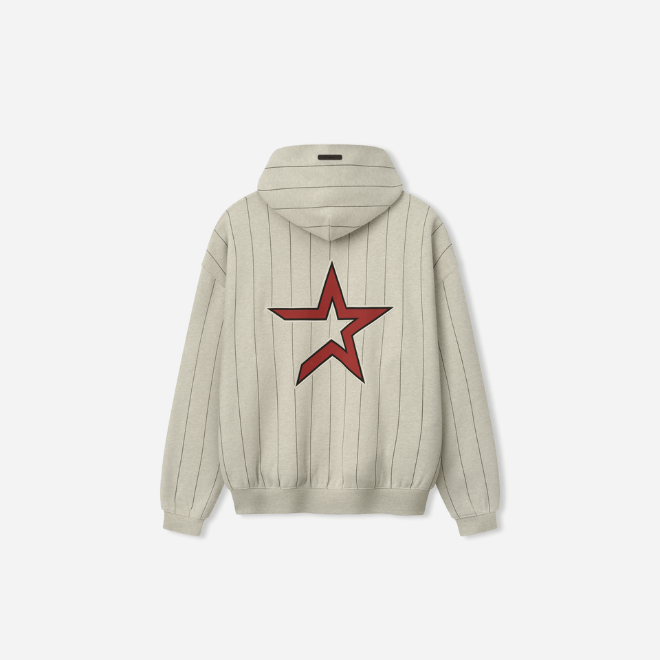 Fear Of God Essentials Astros Sport Hoodie Heather Stone W Black Pinstripes