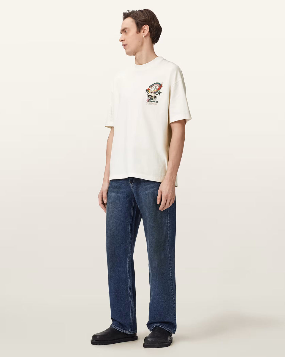 ALL SAINTS Snakepit Oversized Short Sleeve Graphic Chalk White T-Shirt