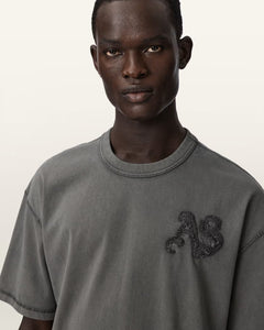 ALL SAINTS Insignia Short Sleeve Cotton Washed Black T-Shirt