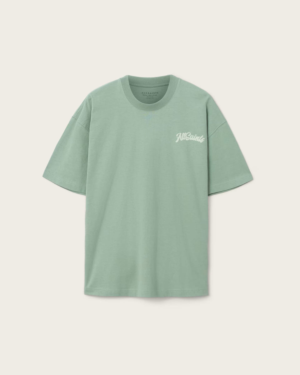 ALL SAINTS Odyssey Oversized Short Sleeve Crew Spring Green T-Shirt