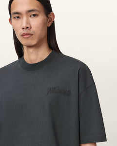 ALL SAINTS Odyssey Oversized Short Sleeve Crew Washed Black T-Shirt