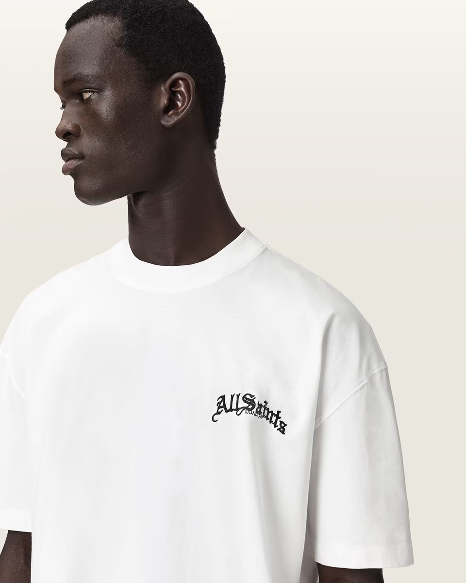 ALL SAINTS Descent Oversized Graphic Ashen White T-Shirt
