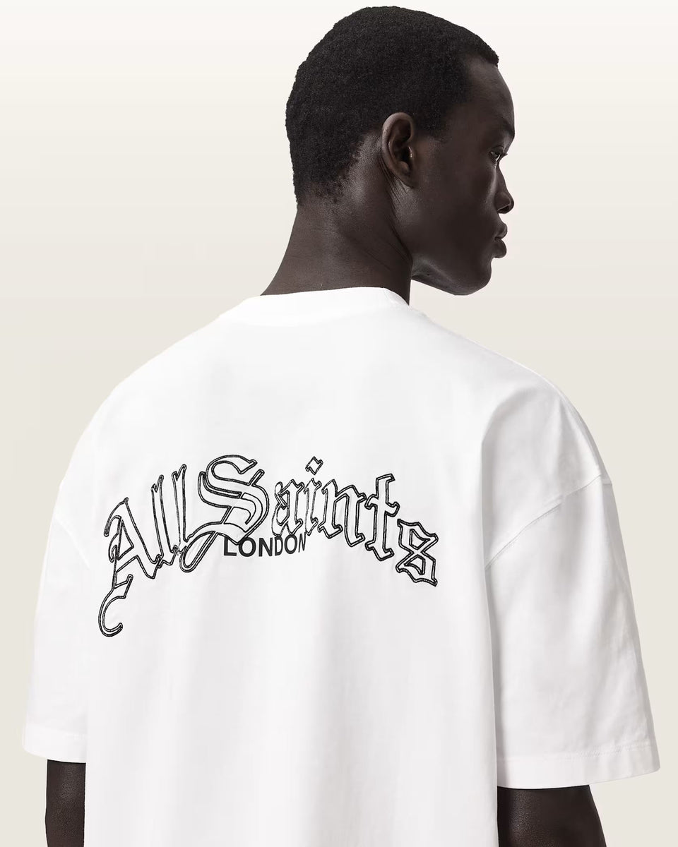 ALL SAINTS Descent Oversized Graphic Ashen White T-Shirt