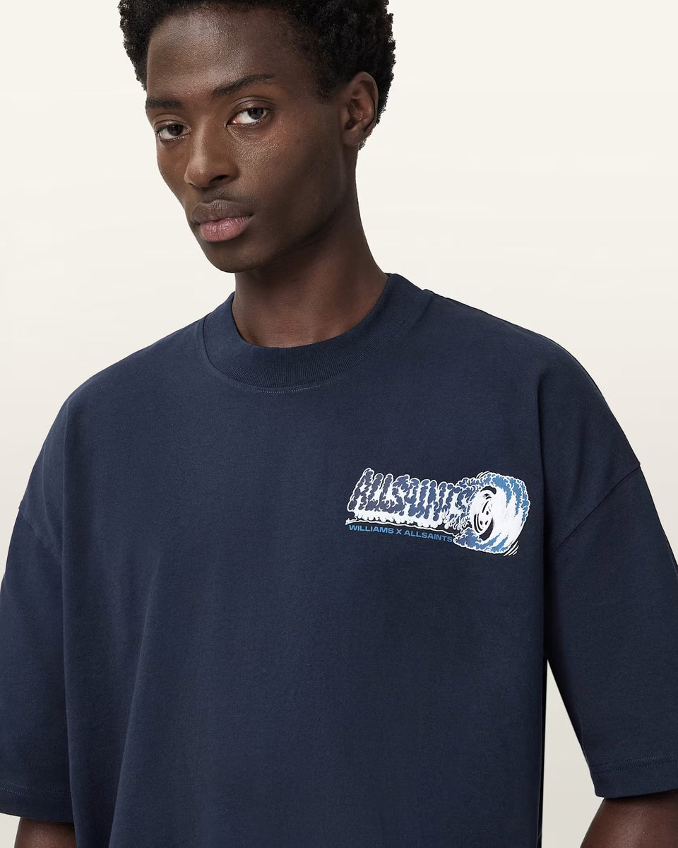 ALL SAINTS Williams X AllSaints Burnout Crew Neck Williams Blue T-Shirt