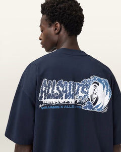 ALL SAINTS Williams X AllSaints Burnout Crew Neck Williams Blue T-Shirt