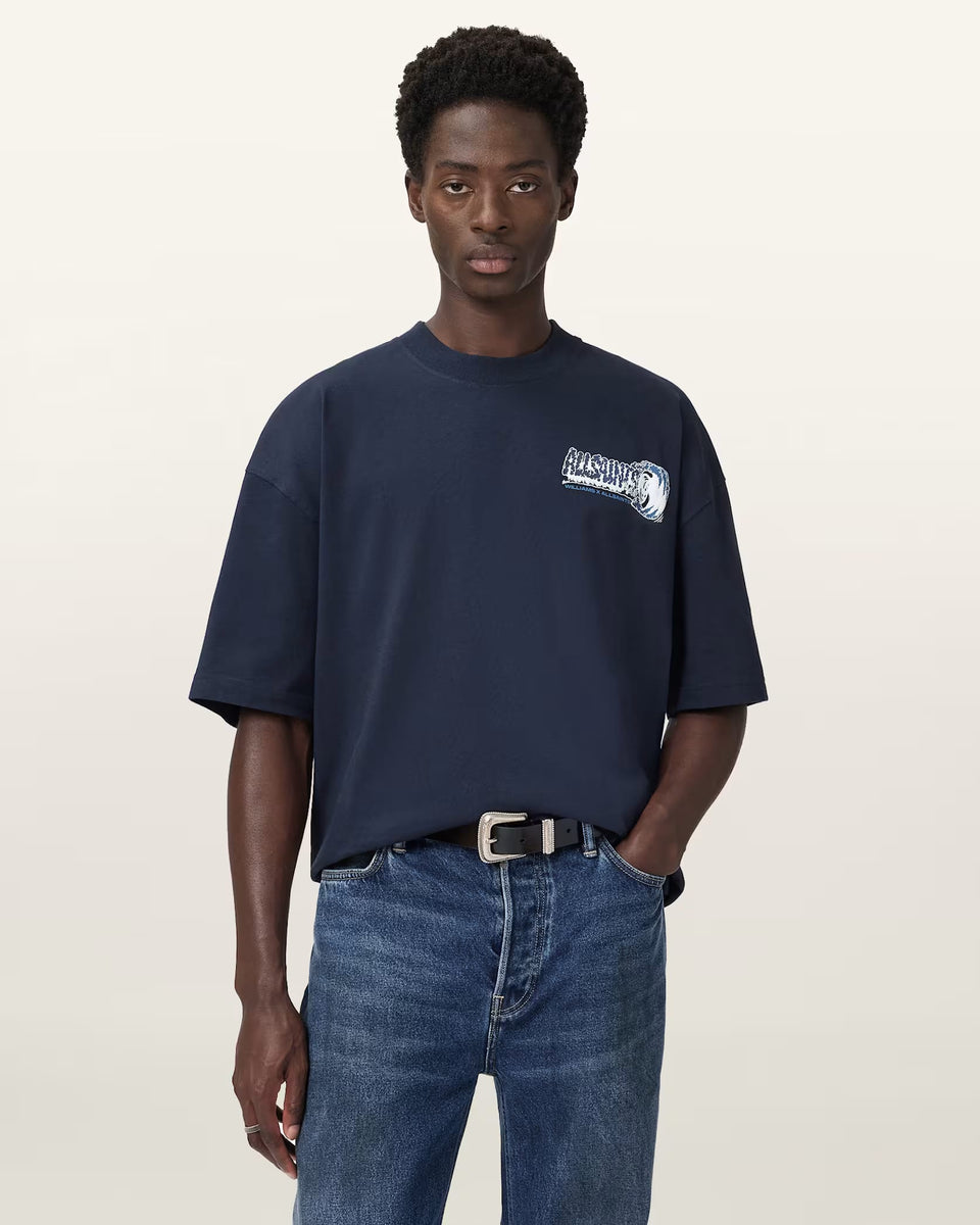 ALL SAINTS Williams X AllSaints Burnout Crew Neck Williams Blue T-Shirt