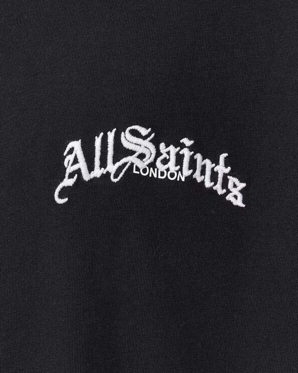 ALL SAINTS Descent Oversized Graphic Washed Black T-Shirt