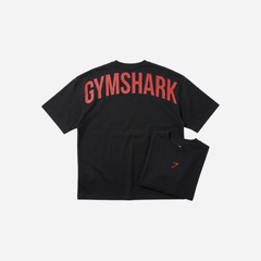 Gymshark Power T-Shirt Black/Conditioning Red Oversized Fit