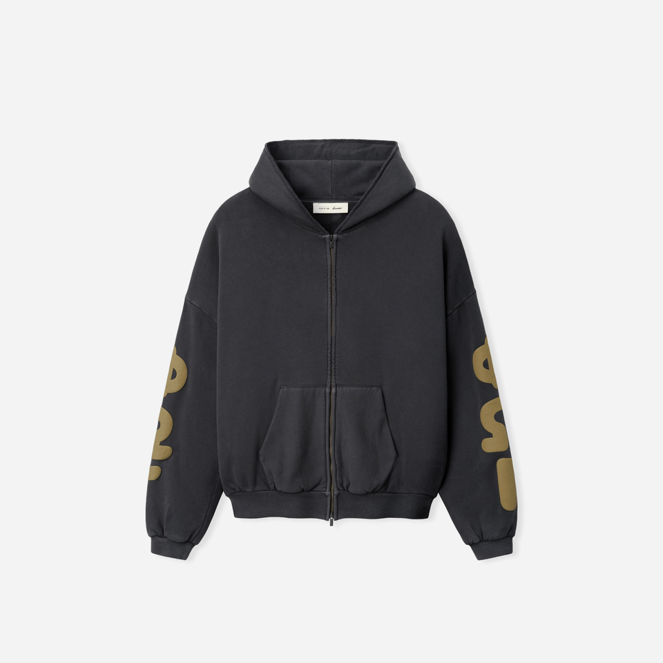 Fear Of God Essentials 90s Zip-Up Hoodie Washed Iron Grey