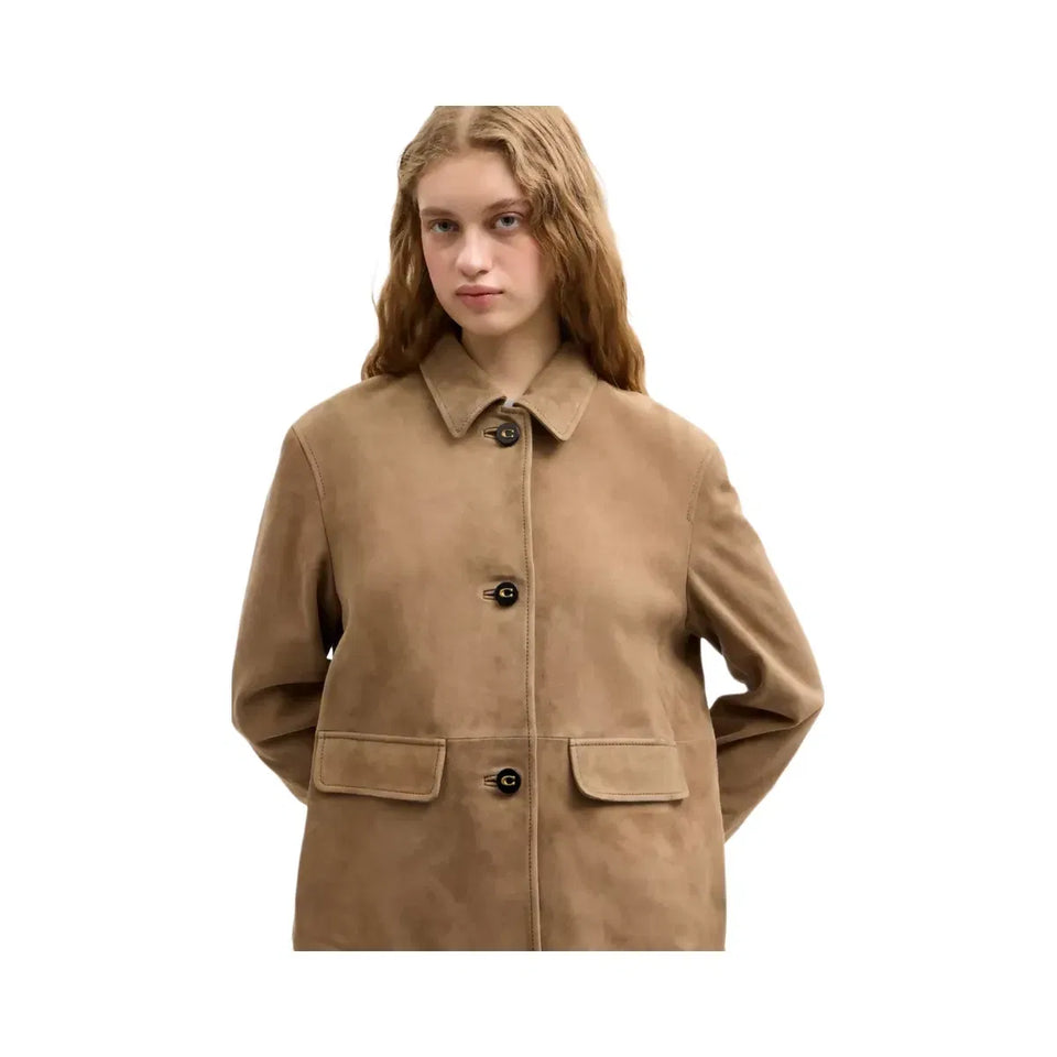 Coach Suede Coat in Umber