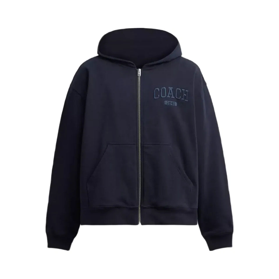 Coach Boxy Full Zip Hoodie in Navy