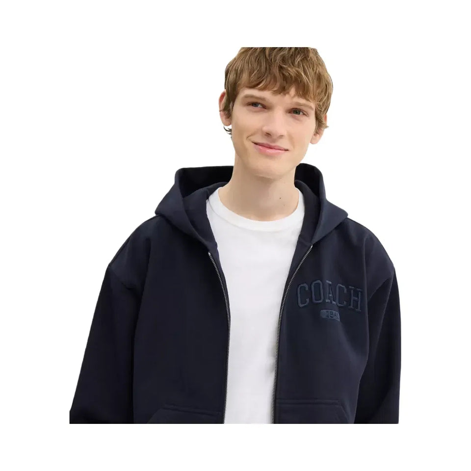 Coach Boxy Full Zip Hoodie in Navy