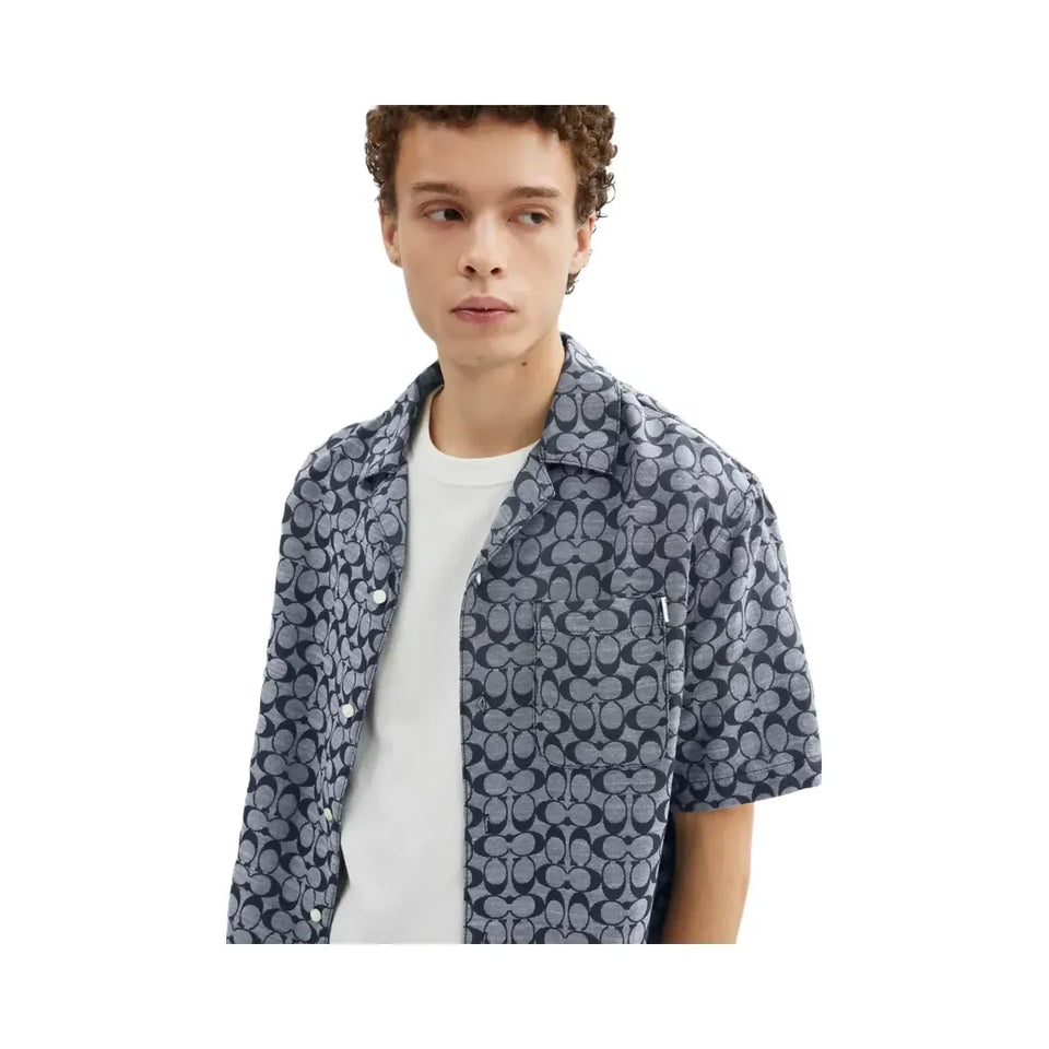 Coach Signature Camp Shirt in Navy