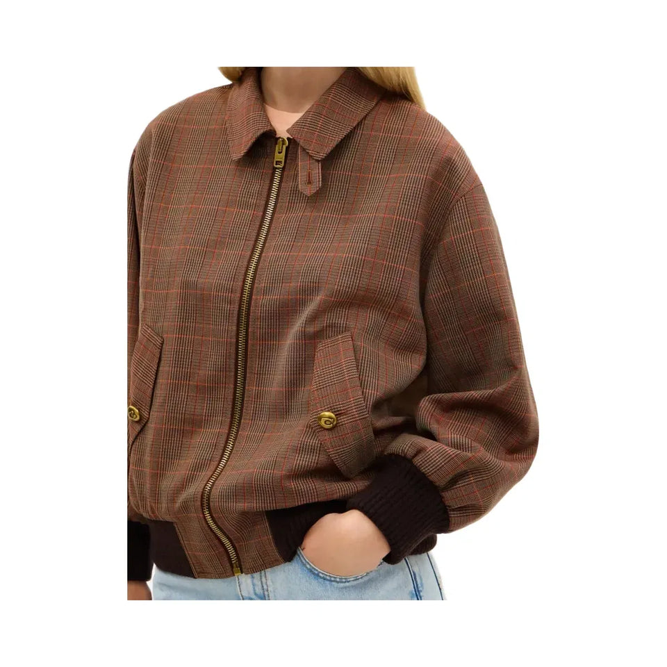 Coach Wool Blouson Jacket in Orange Pink Plaid