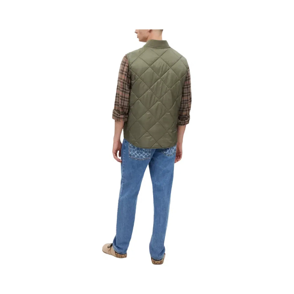 Coach Quilted Vest in Military Green
