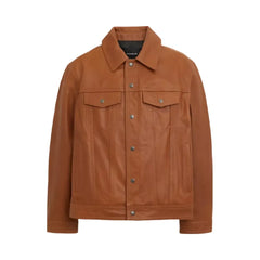 Coach Leather Trucker Jacket in Rust