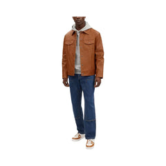 Coach Leather Trucker Jacket in Rust
