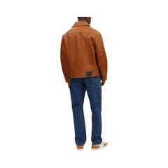 Coach Leather Trucker Jacket in Rust