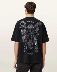ALL SAINTS Terra Oversized Graphic T-Shirt Jet Black