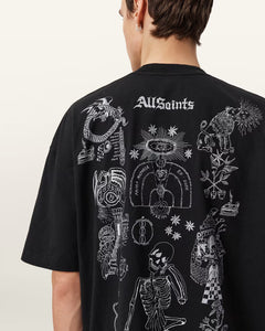 ALL SAINTS Terra Oversized Graphic T-Shirt Jet Black