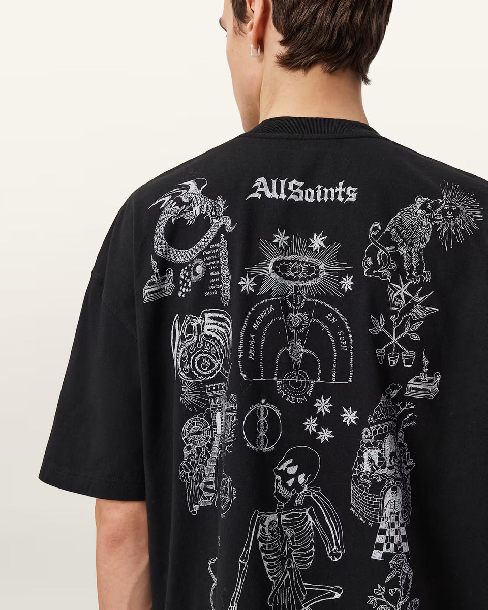 ALL SAINTS Terra Oversized Graphic T-Shirt Jet Black