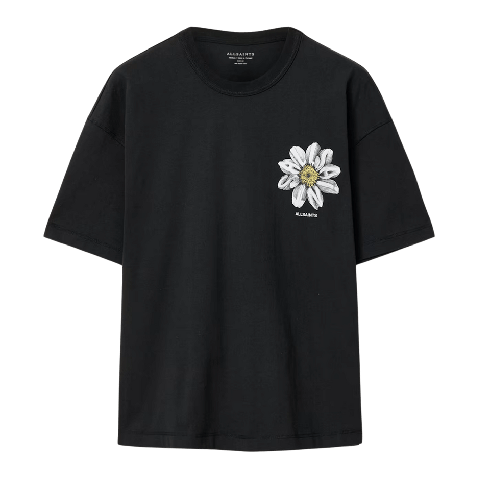 ALL SAINTS Petals Boxy Short Sleeve Graphic T-Shirt Washed Black