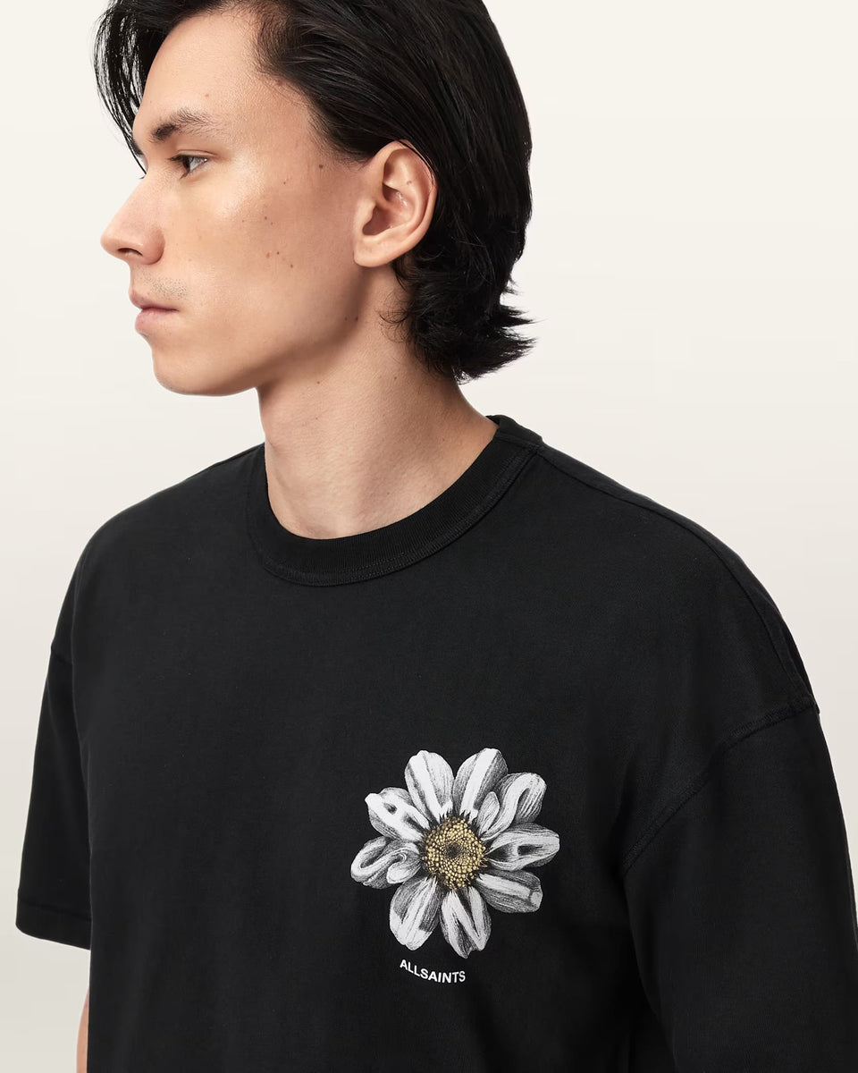 ALL SAINTS Petals Boxy Short Sleeve Graphic T-Shirt Washed Black